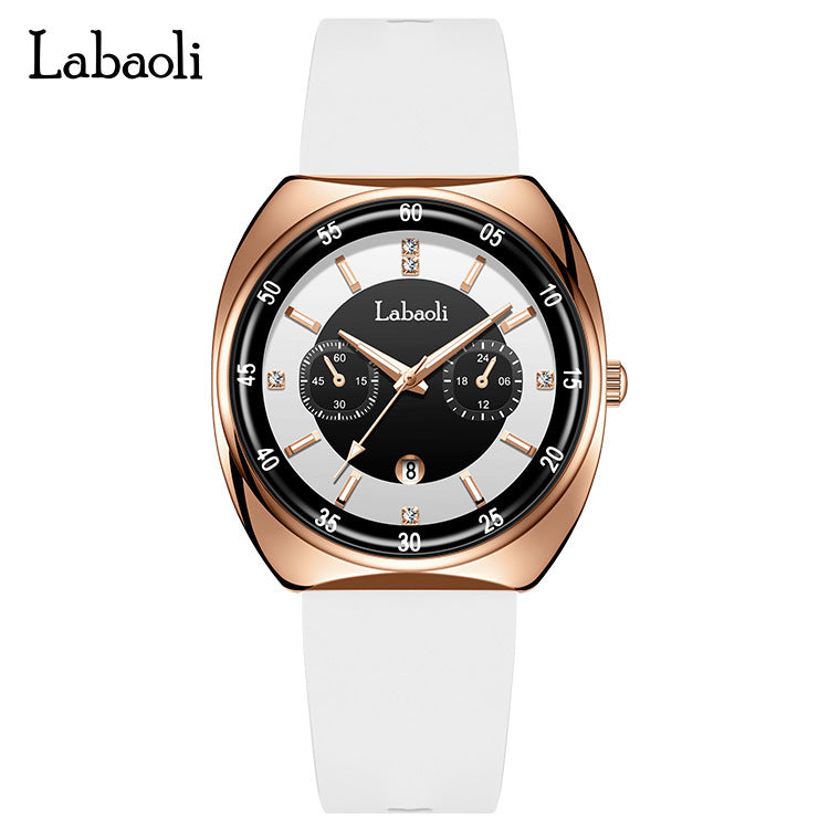 GESMART Women's Tonneau Shape Quartz Watch Large Dial Calendar Diamond Studded Luminous Water Resistant