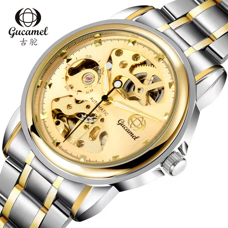 GESMART Men's Korean Style Double Sided Skeleton Automatic Mechanical Watch Business Fashion