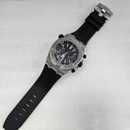 Men's 42mm Watch Dual Crown Steel Case Rubber Strap VK64 Movement