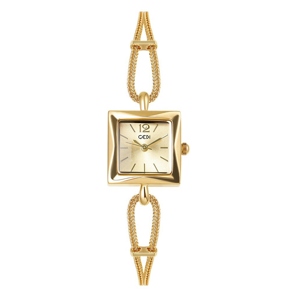 GESMART Women's Small Square Bracelet Quartz Watch Minimalist Niche Design Vintage Style
