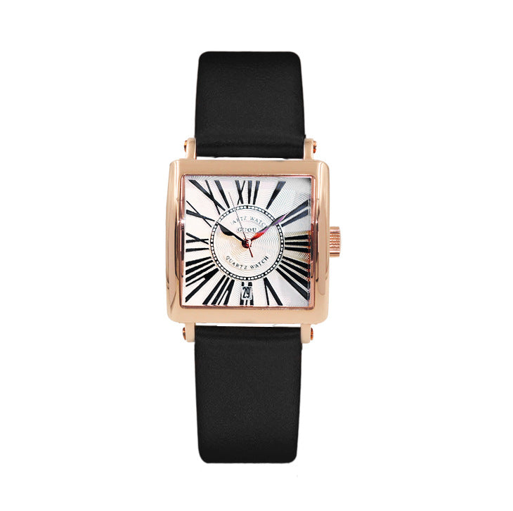 GESMART Men's Square Quartz Watch Roman Numeral Dial Leather Band Fashion Elegant Wristwatch