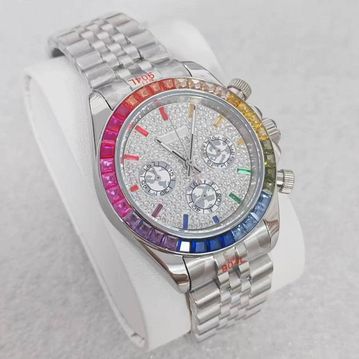 No Logo Men's 39mm Quartz Watch VK63 Sapphire Crystal Steel Bezel Rubber Strap