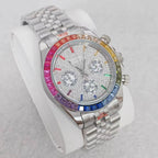 No Logo Men's 39mm Quartz Watch VK63 Sapphire Crystal Steel Bezel Rubber Strap