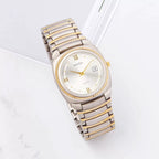 HAIDA Men's Quartz Watch Roman Numerals Yellow White Dial Steel Business NOS