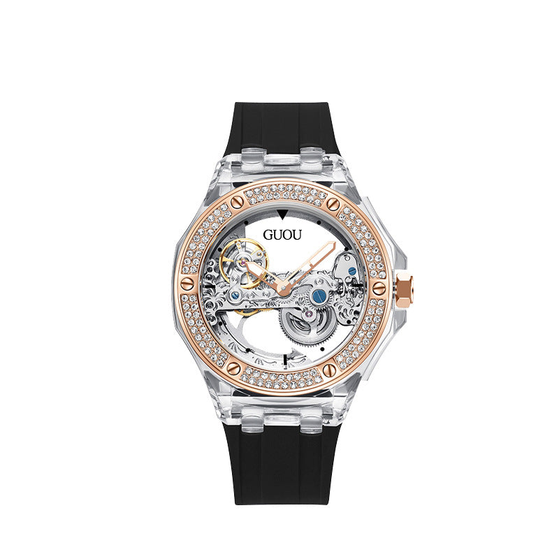Women's Rhinestone Dial Watch with Soft Silicone Strap