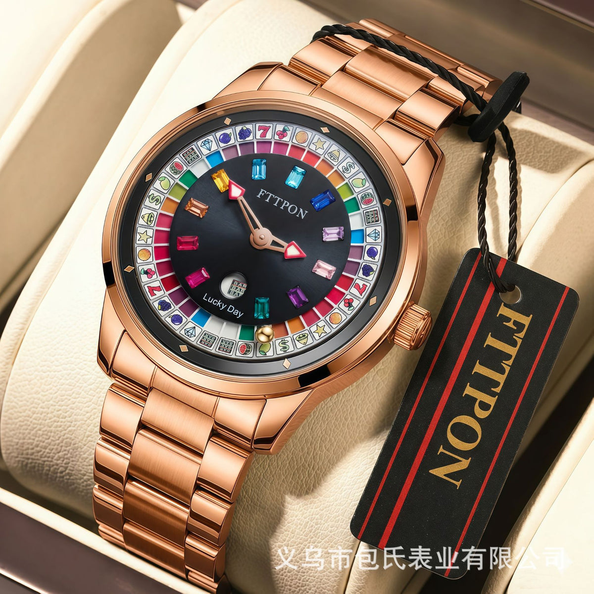 GESMART Men's Digital Roulette Wheel Quartz Watch Luminous Water Resistant Alloy Band Minimalist Fashion