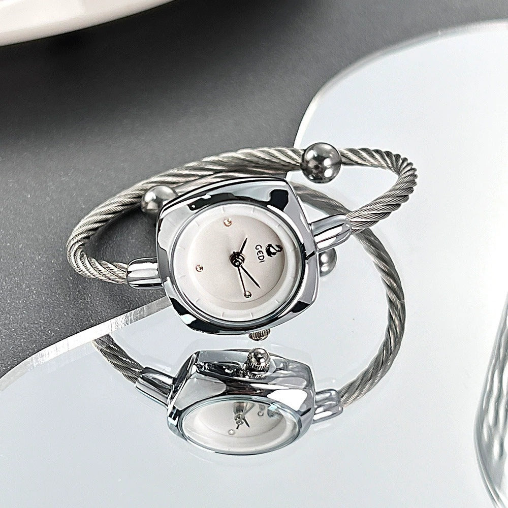 Women's Minimalist Swan Woven-Metal Bangle Quartz Watch