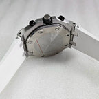 Men's 42mm Watch Dual Crown Steel Case Rubber Strap VK64 Movement