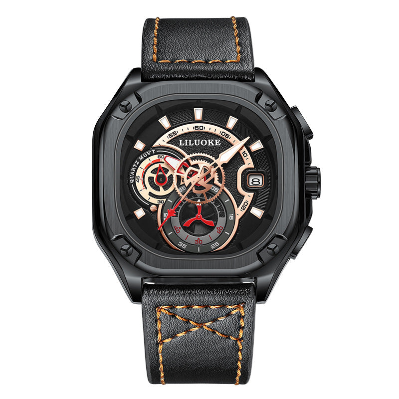 GESMART Men's Square Quartz Watch Luminous Water Resistant Premium Casual Wristwatch