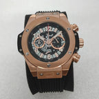 No Logo 42.5mm Quartz Watch Stainless Steel Case Rubber Strap VK63 Movement