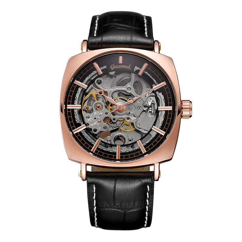 GESMART Men's New Skeleton Automatic Mechanical Watch European American Style Casual Fashion