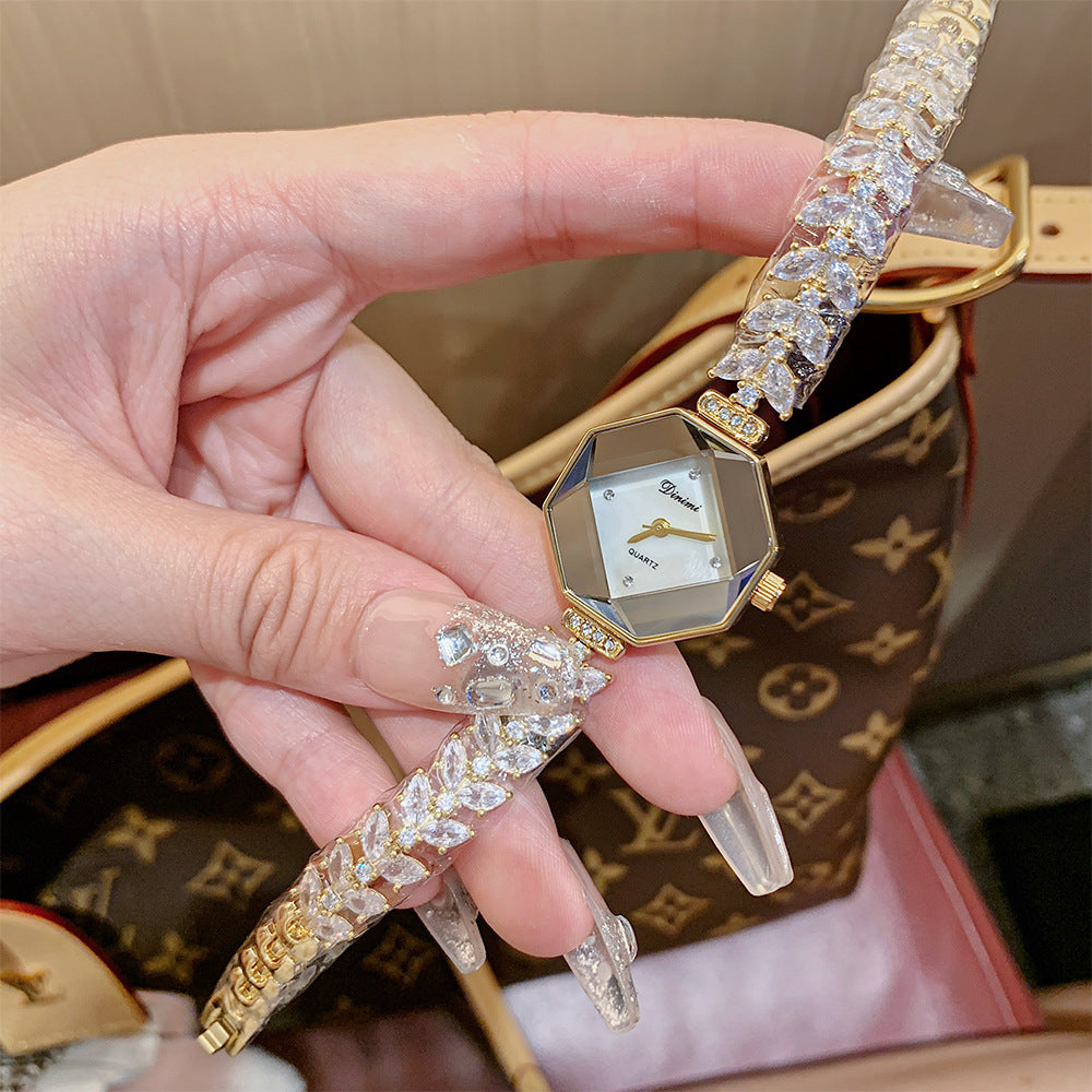 GESMART Women's Diamond Studded Bracelet Quartz Watch Mermaid Tail Design Elegant Ladies Wristwatch