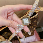 GESMART Women's Diamond Studded Bracelet Quartz Watch Mermaid Tail Design Elegant Ladies Wristwatch