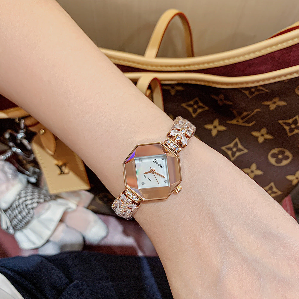 GESMART Women's Diamond Studded Bracelet Quartz Watch Mermaid Tail Design Elegant Ladies Wristwatch