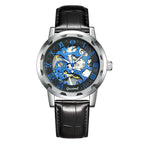 GESMART Men's Hand Winding Mechanical Skeleton Watch Exhibition Case Back Fashion