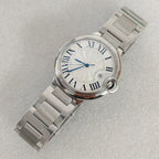 Men's 42mm Watch White Dial Non-Luminous Solid Back Mineral Glass 8215