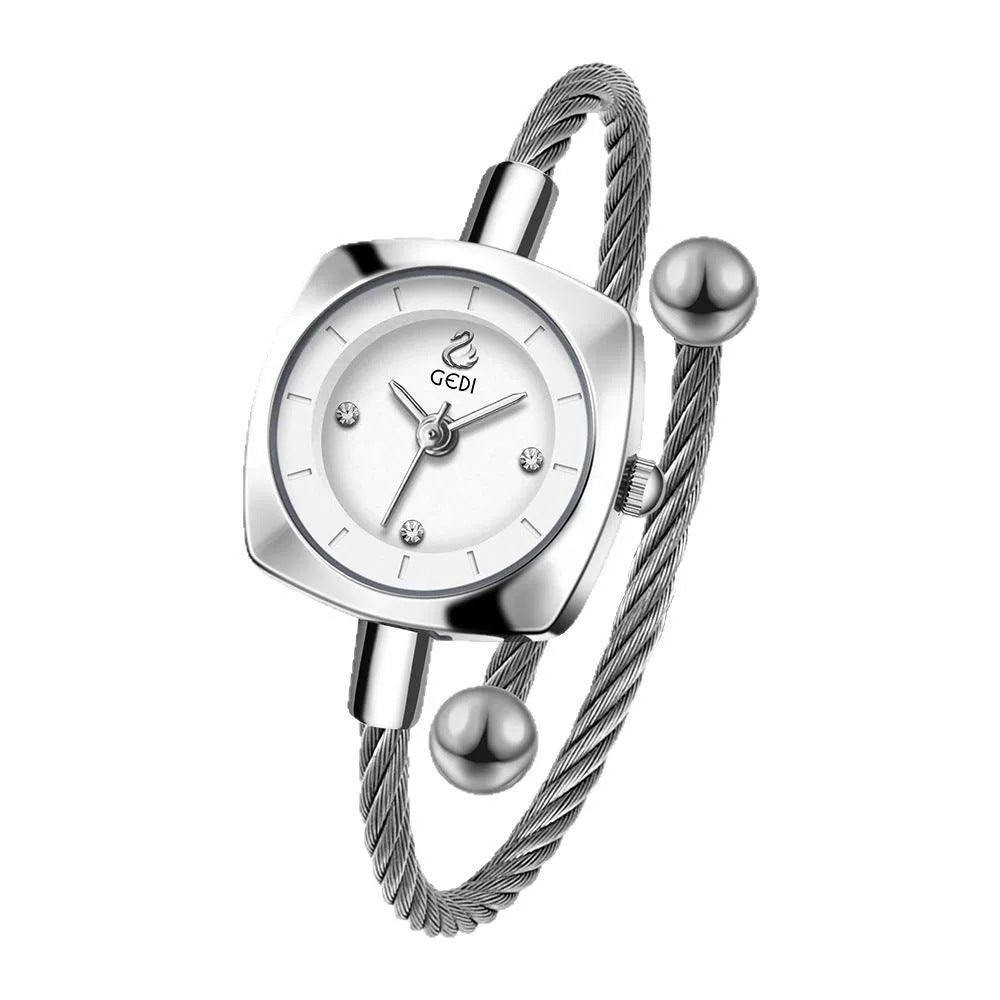 Women's Minimalist Swan Woven-Metal Bangle Quartz Watch