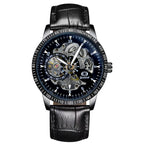 GESMART Men's Automatic Mechanical Watch Black Iridescent Dial Full Gold Tone Business Fashion