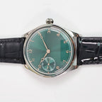Men's 42mm Manual Wind Watch ST3600 Movement Green Gold Pumpkin Crown
