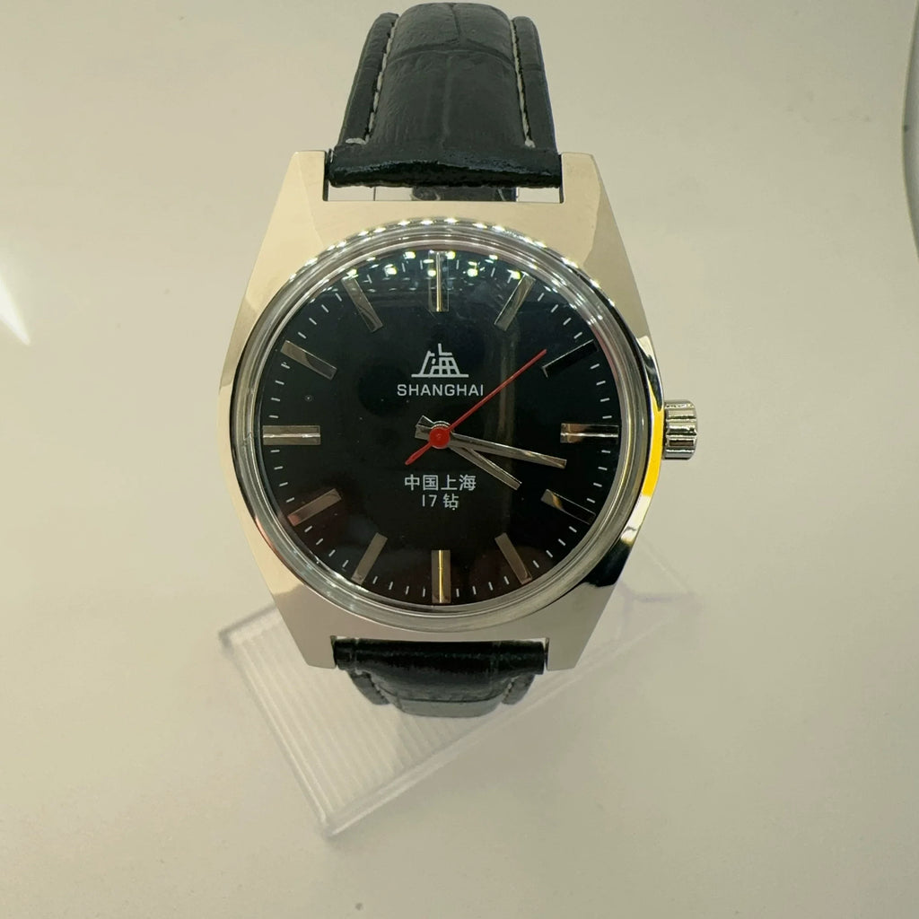Vintage 7120 Pure Mechanical Business Watch Shanghai Black Diamond Movement