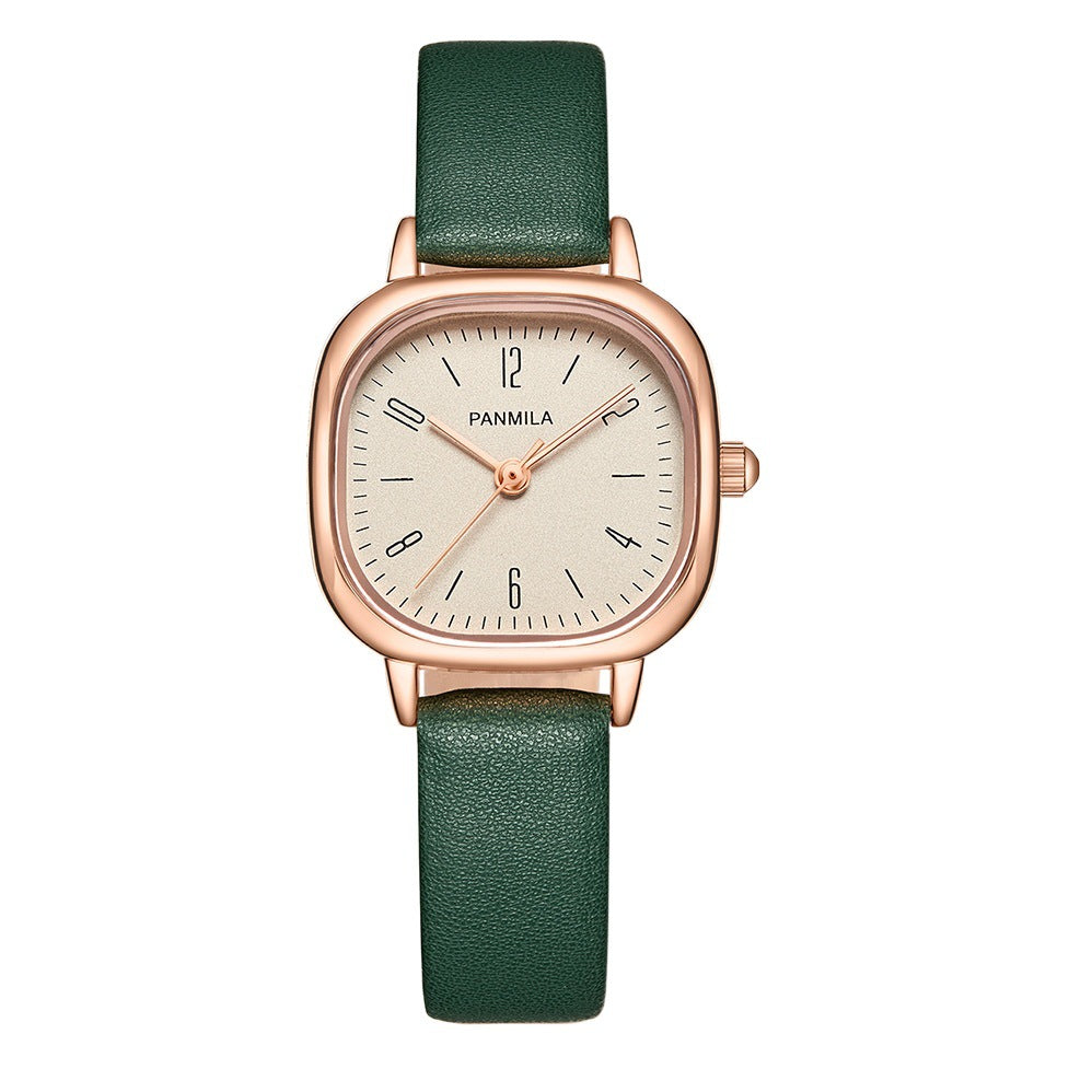 GESMART Women's Small Square Quartz Watch Leather Band Minimalist Elegant Ladies Wristwatch