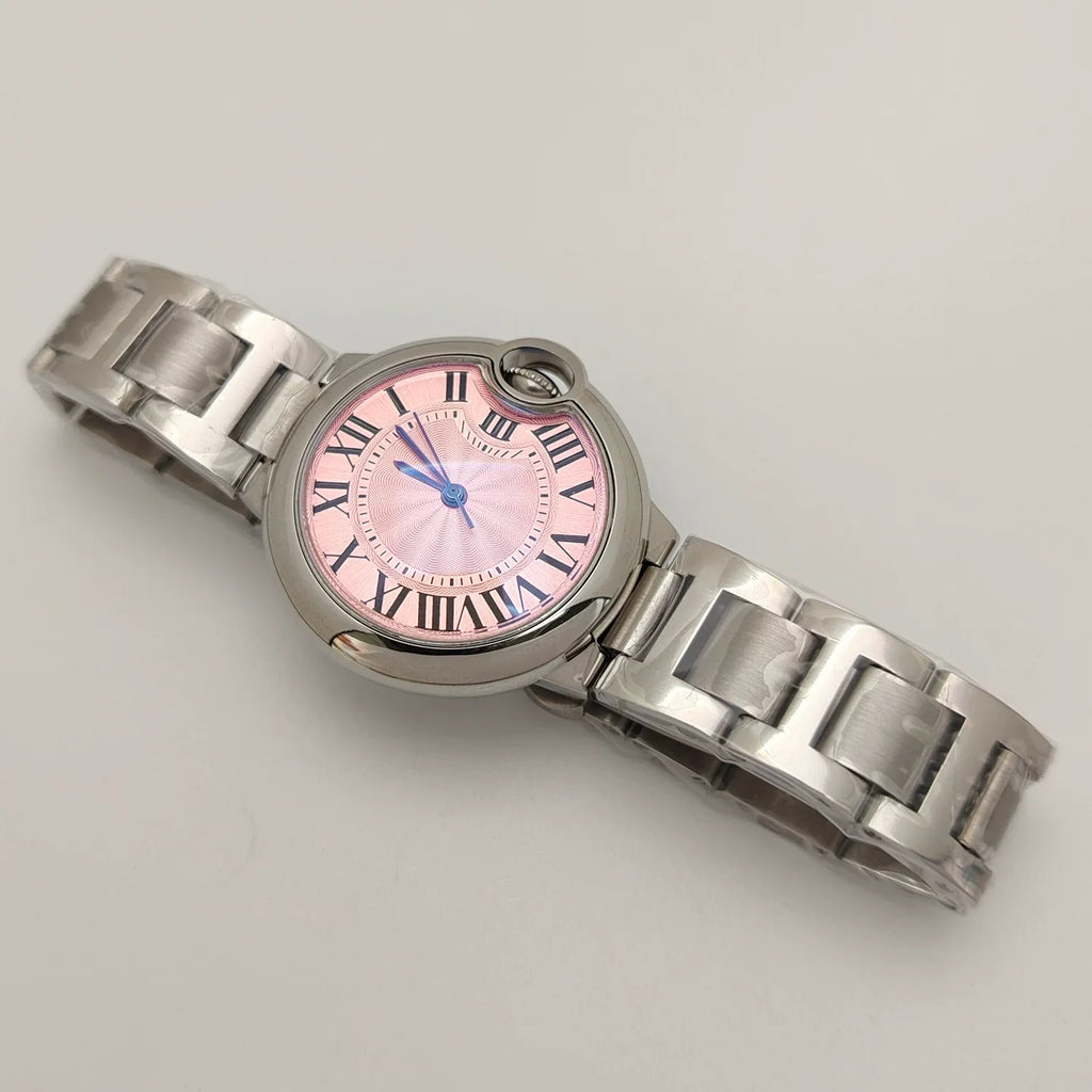 Ladies 33mm Watch Stainless Steel Case Bracelet Non-Luminous Hands NH05 Movement