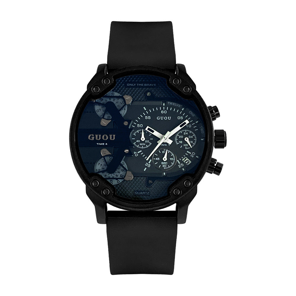 GESMART Unisex Quartz Watch Multifunction Five Hands Silicone Band Outdoor Casual Style
