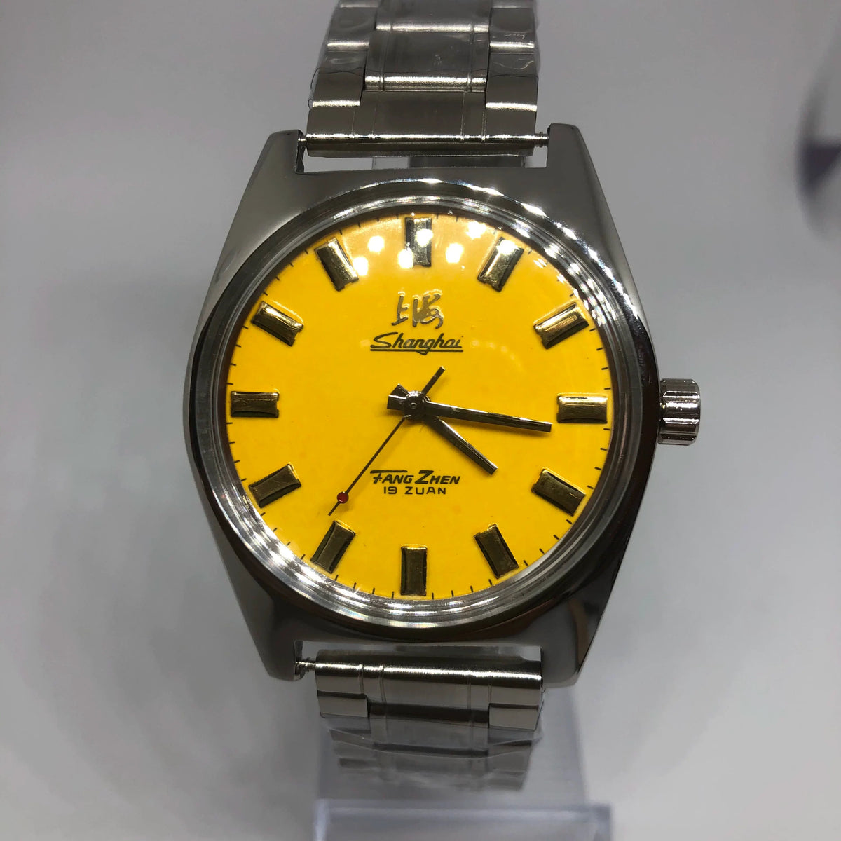 Vintage 7120 Manual Wind Mechanical Watch Yellow Colorful Dial Business Shanghai
