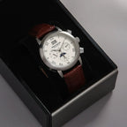 PHILIP RUNOR Men's Automatic Moonphase Watch Genuine Leather NOS New