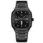 GESMART Men's Rectangular Dial Watch Day Date Calendar Steel Band Business Creative Water Resistant
