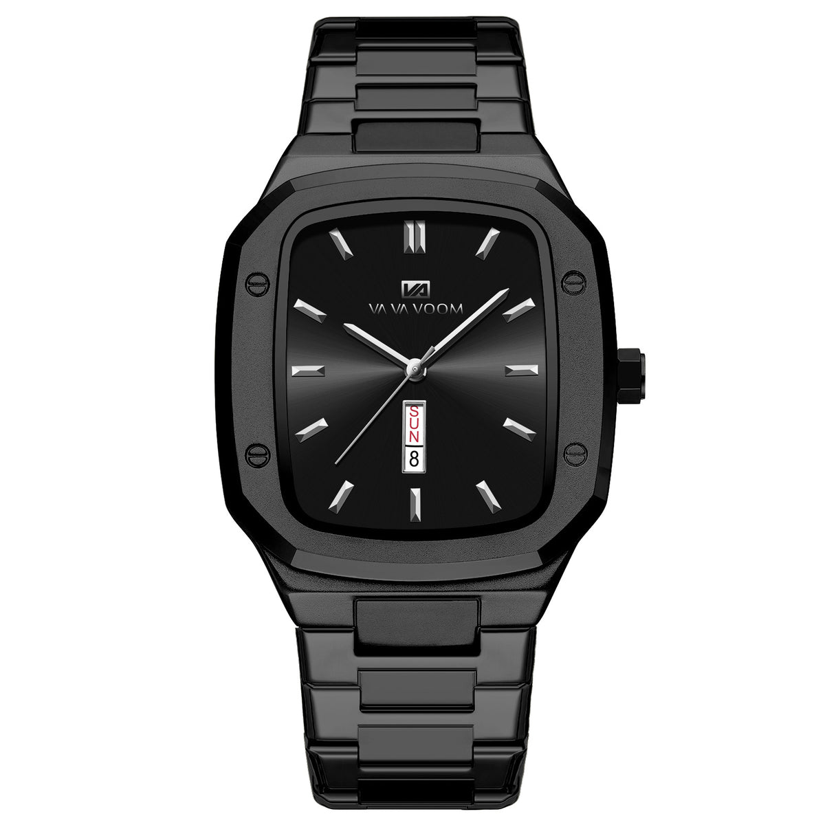 GESMART Men's Rectangular Dial Watch Day Date Calendar Steel Band Business Creative Water Resistant