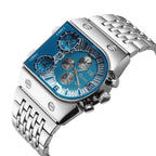Men's Multi-Timezone Large-Dial Luminous Steel Watch