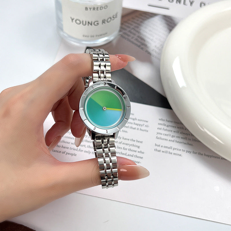 GESMART Women's Steel Band Quartz Watch Gradient Dial Fashion Premium Design Ladies Wristwatch