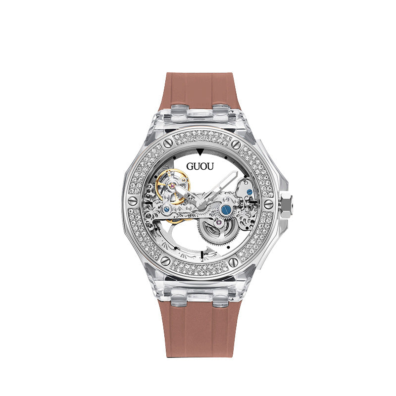 Women's Rhinestone Dial Watch with Soft Silicone Strap