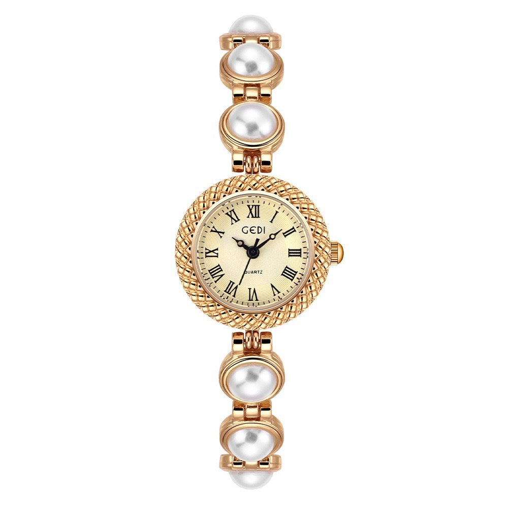 Women's Vintage Turquoise Gold-Bead Bracelet Quartz Watch