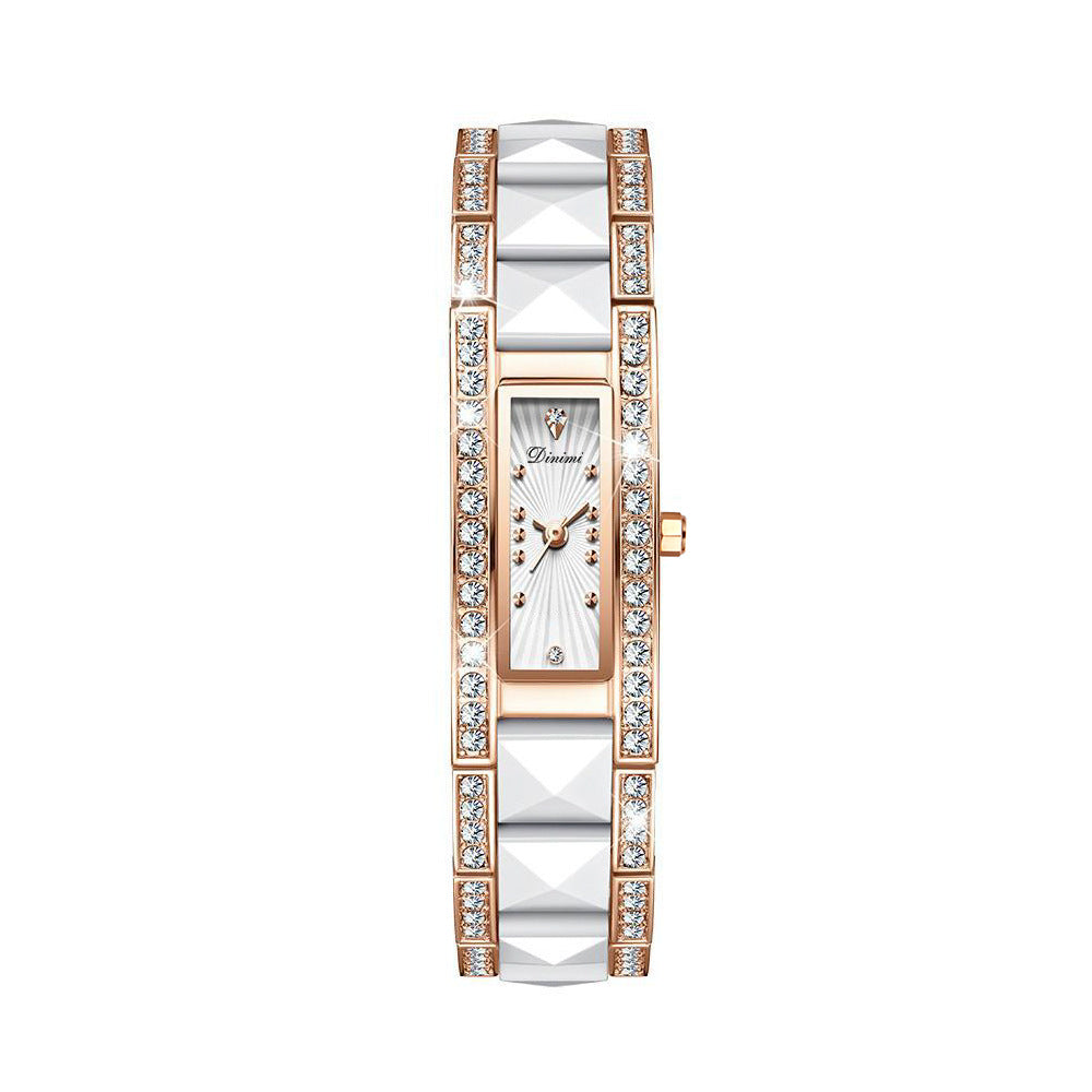 Women's Rhinestone Delicate Small Square Quartz Watch