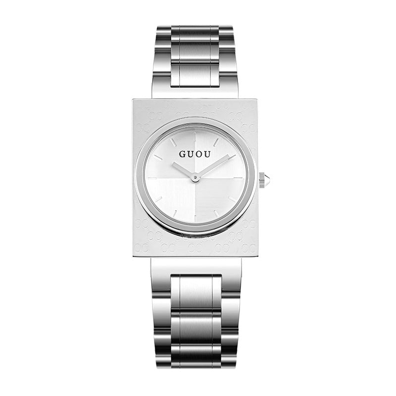 GESMART Women's New Small Square Quartz Watch Steel Band Butterfly Clasp Minimalist Luxury Style