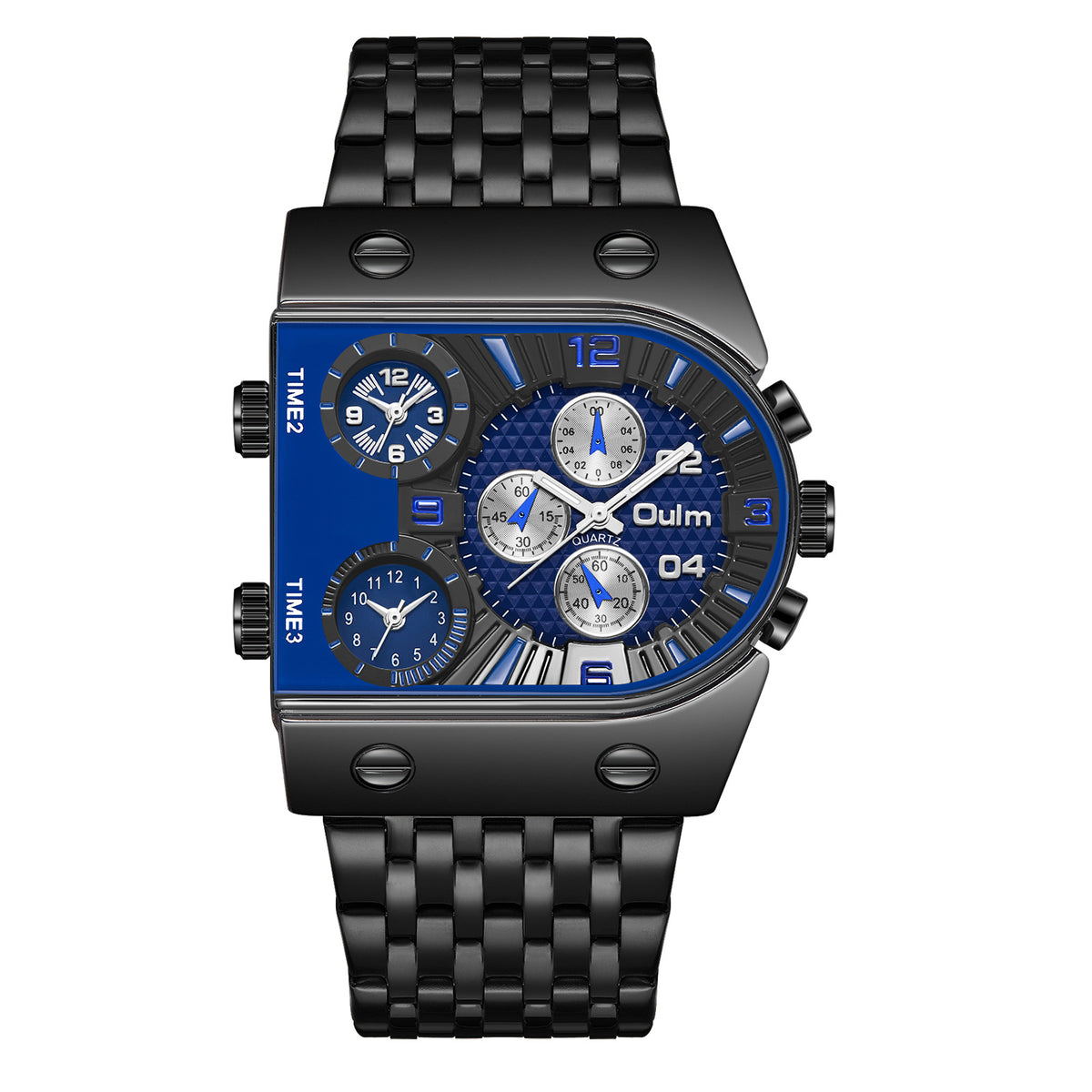 Men's Multi-Timezone Large-Dial Luminous Steel Watch