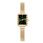 GESMART Women's Square Green Dial Mesh Bracelet Quartz Watch Rhinestone Vintage Luxury Style