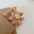 Women's Square Small Gold-Tone Vintage Quartz Watch