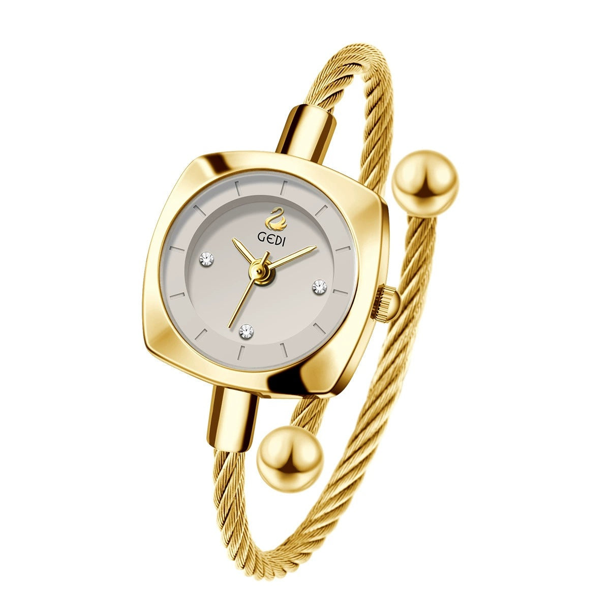 Women's Minimalist Swan Woven-Metal Bangle Quartz Watch