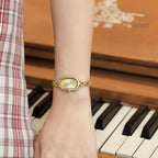 GESMART Women's Retro Small Gold Tone Oval Quartz Watch Bracelet Vintage Literary Style