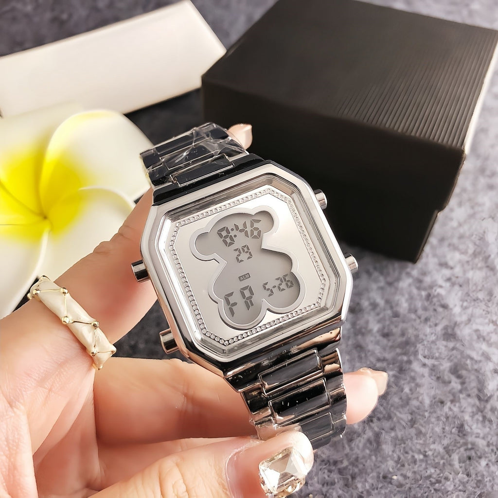 Women's Cartoon Multi-Function Sport Watch, Rhinestone Dial with Silicone Strap
