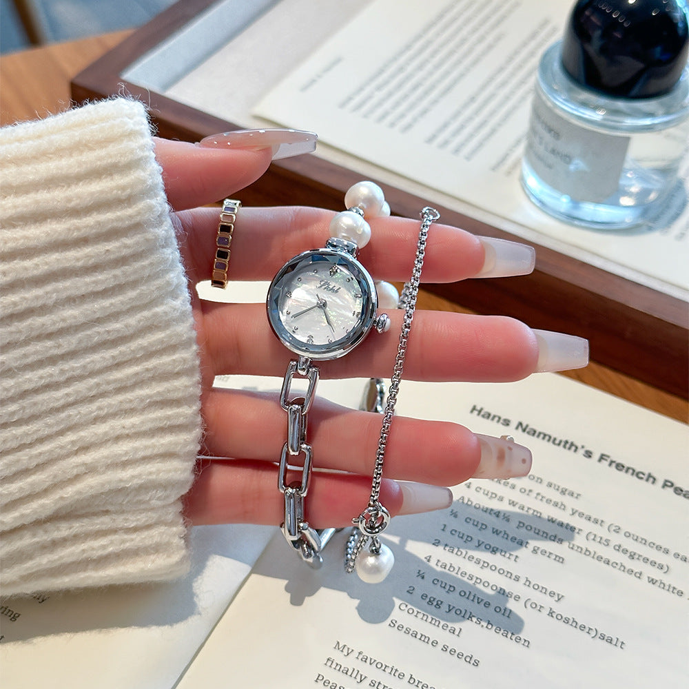 Women's Cool-Style Pearl Small-Dial Bracelet Quartz Watch