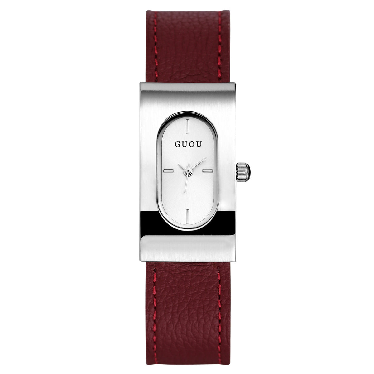 Women's Square Genuine-Leather Vintage Quartz Watch