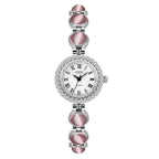 Women's Vintage Turquoise Gold-Bead Bracelet Quartz Watch