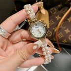 Women's Pearl Bracelet Rhinestone Quartz Watch