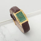 Diamond Brand Vintage Quartz Watch Titanium Rectangular Leather Strap NOS New