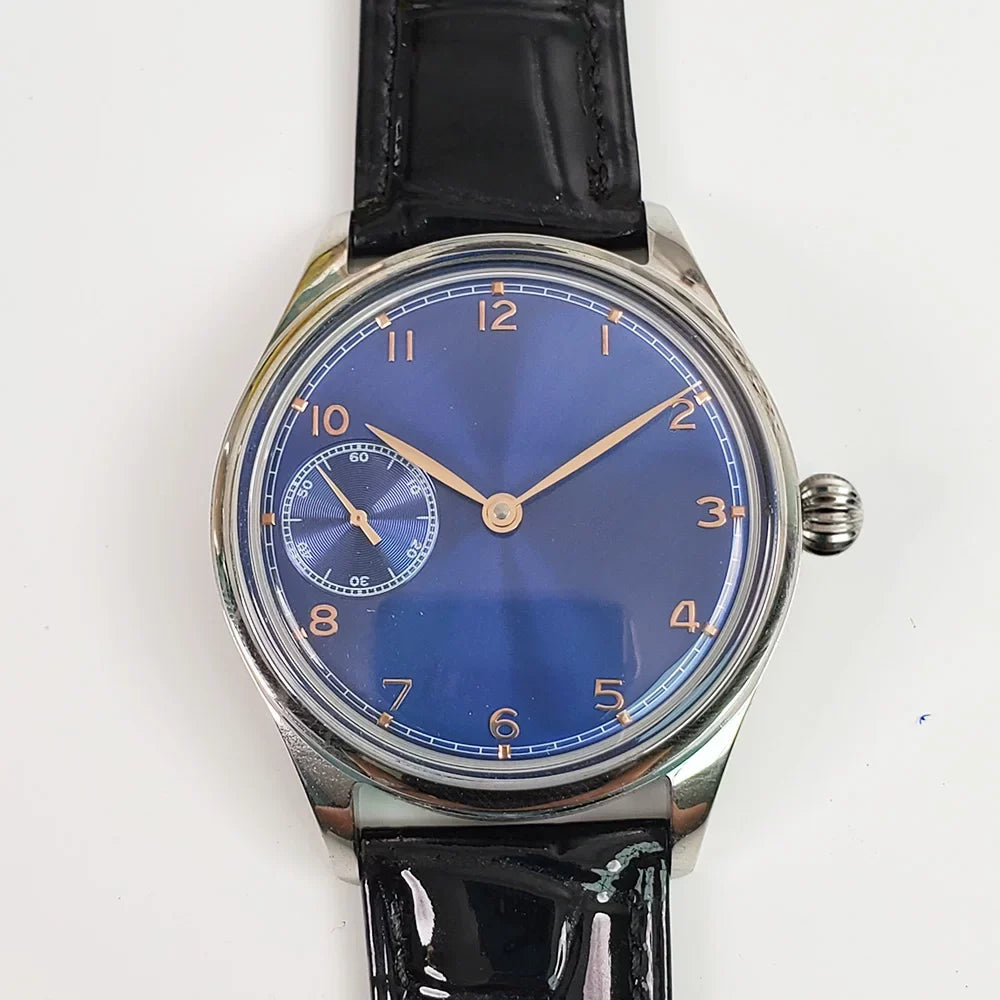 Men's 42mm Manual Wind Watch ST3600 Movement Green Gold Pumpkin Crown