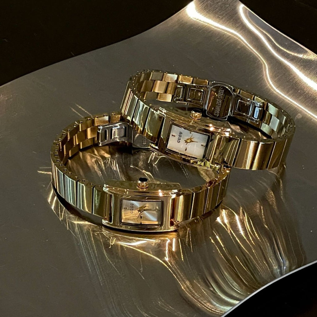 Women's Small Square Vintage Gold-Tone Quartz Watch